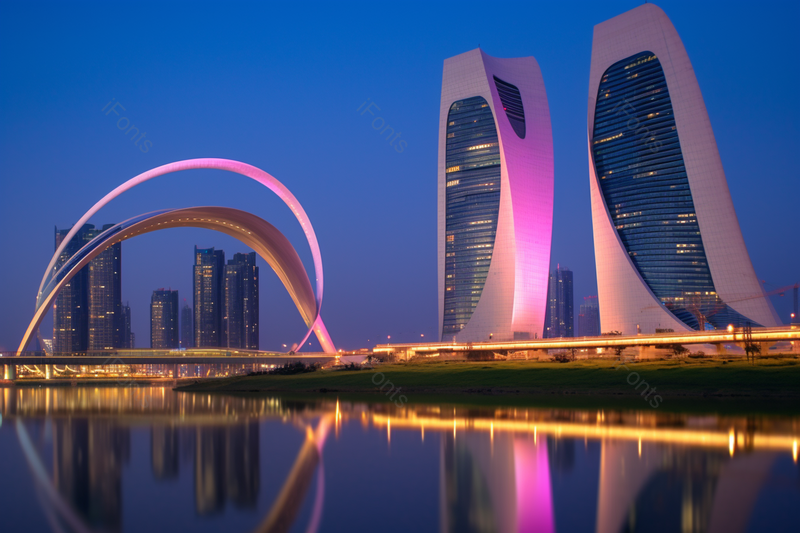 城市风景傍晚建筑时尚科技感地标建筑,高清,摄影图,摄影图片,图片大全,摄影图免费下载